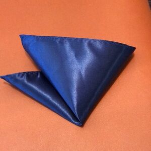 Elegant Blue Satin Pocket Square